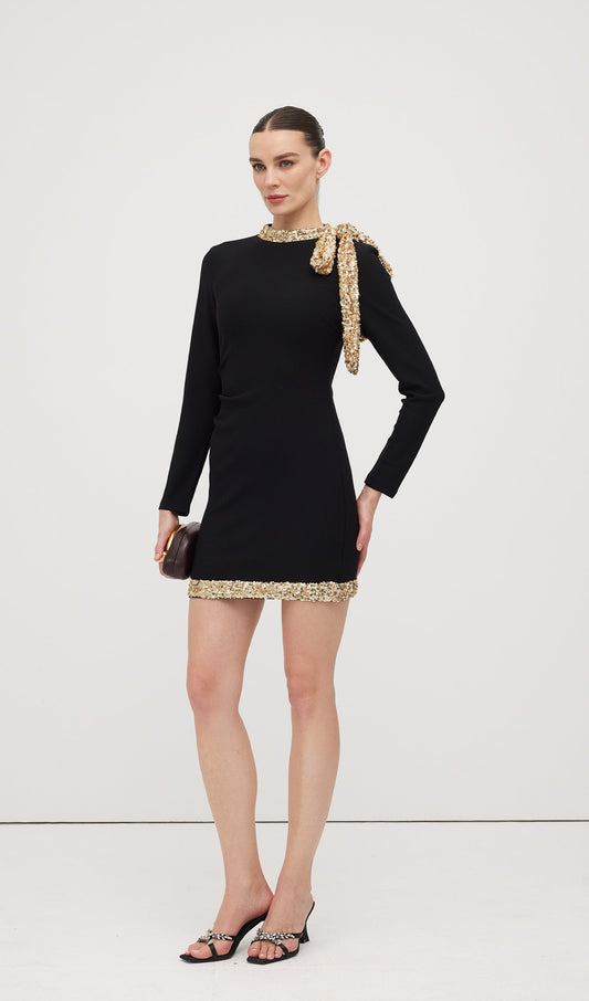 Sequined Bow Mini Dress
