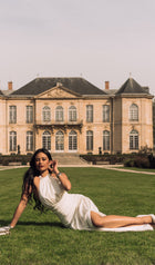 Satin Halter Draped Bodice Maxi Dress