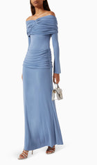 Jersey Draped Off-shoulder Maxi Dress