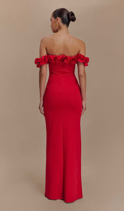 Ruffle Off Shoulder Maxi Dress