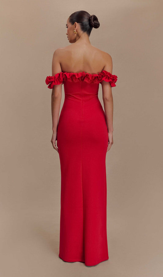 Ruffle Off Shoulder Maxi Dress