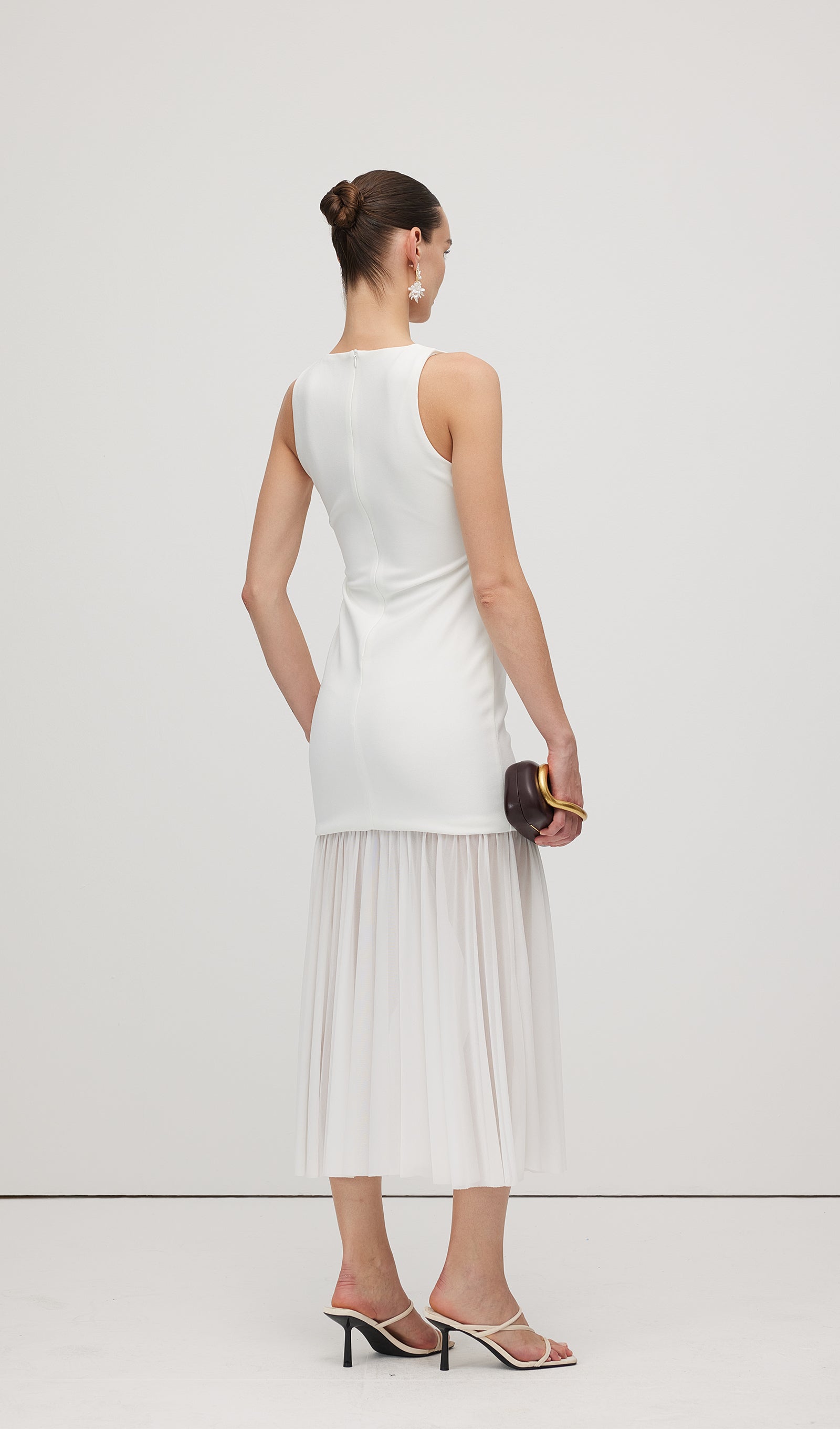 Sheer Overlay Midi Dress