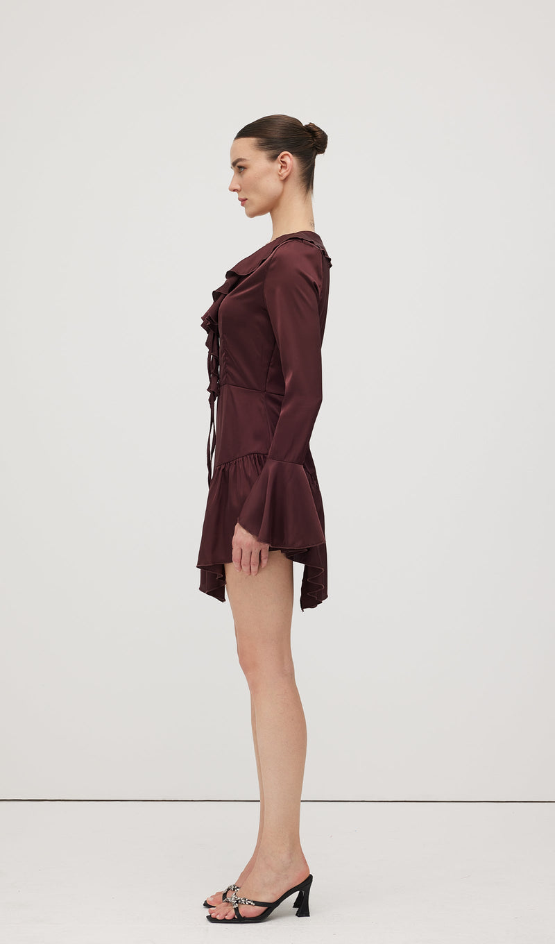 Ruffled Satin Mini Dress