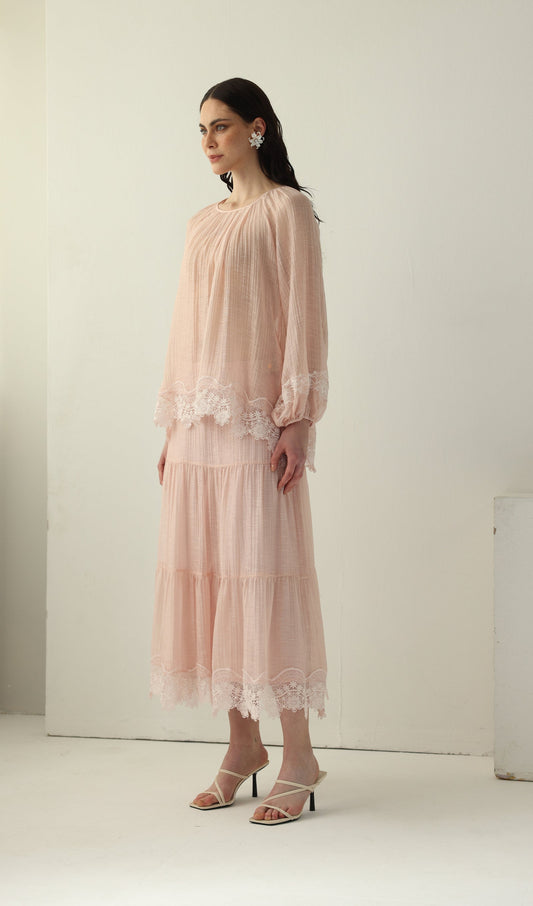 Long Sleeved Lace Panel Top