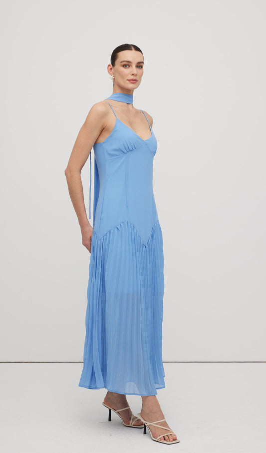 Plunge Front Ruffled Hem Midi Dress