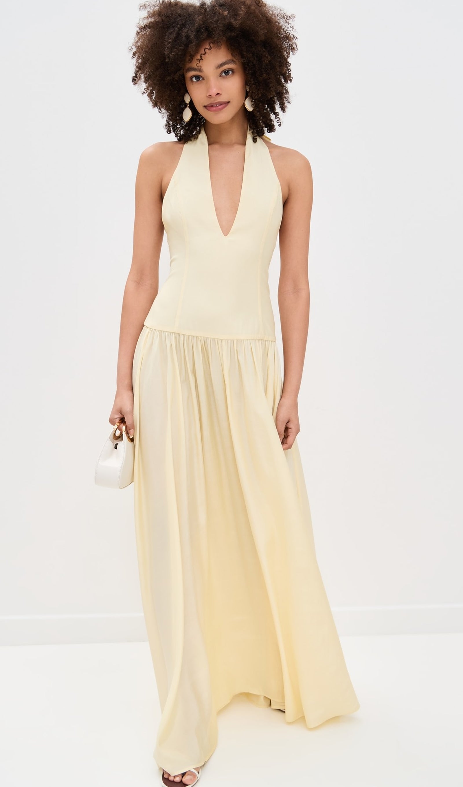 Halter V Neck Maxi Dress