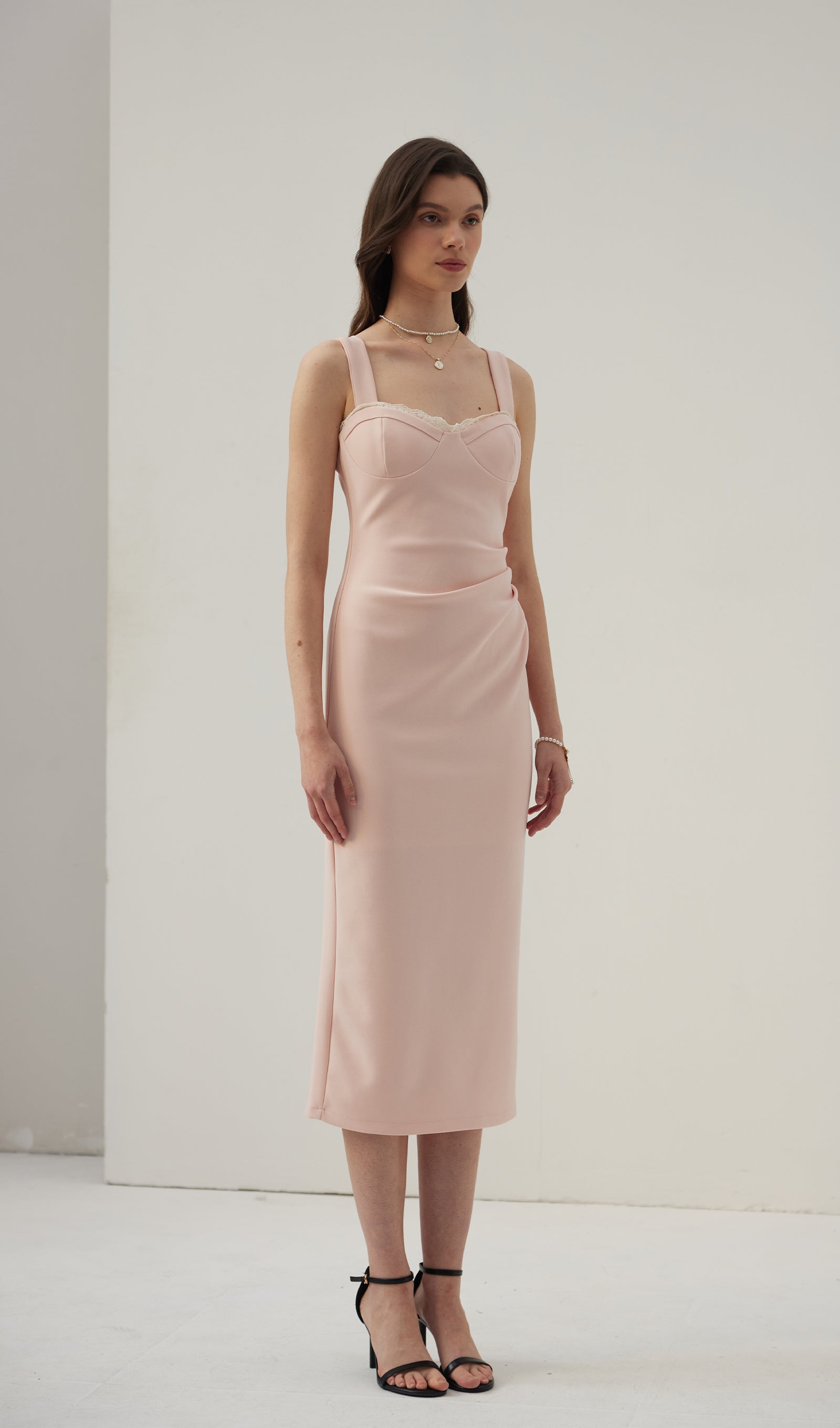 Solid A Line Midi Dress