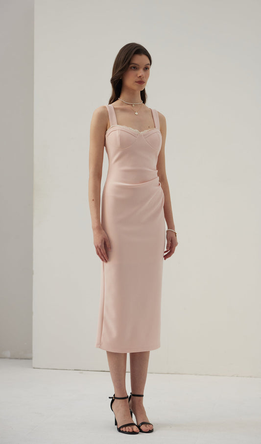 Solid A Line Midi Dress