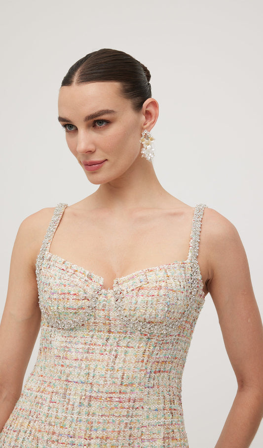 Embellished Boucle Mini Dress