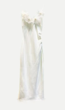 Feather Trim Slip Midi Dress