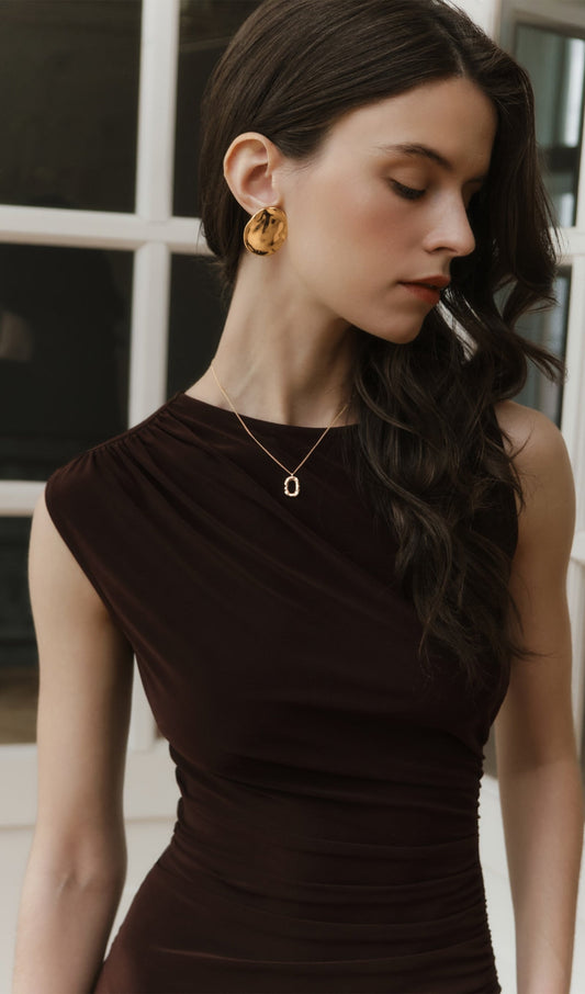 Asymmetric Shoulder Wide Band Mini Dress