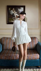 Solid Lantern Sleeve Mini Dress