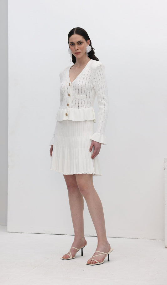 Hollow Ruffle Knite Mini Dress