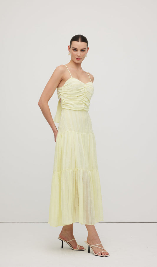 Pleated Backless Tiered Cami Midi Dress