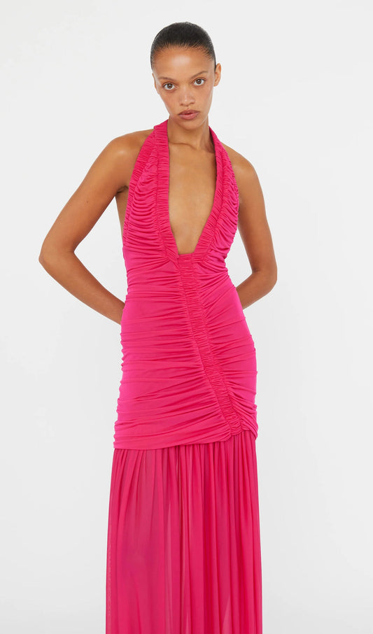 Plunging V Neckline Racerback Maxi Dress
