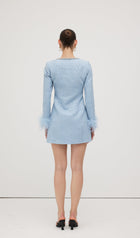 Sequin Boucle Feather Mini Dress