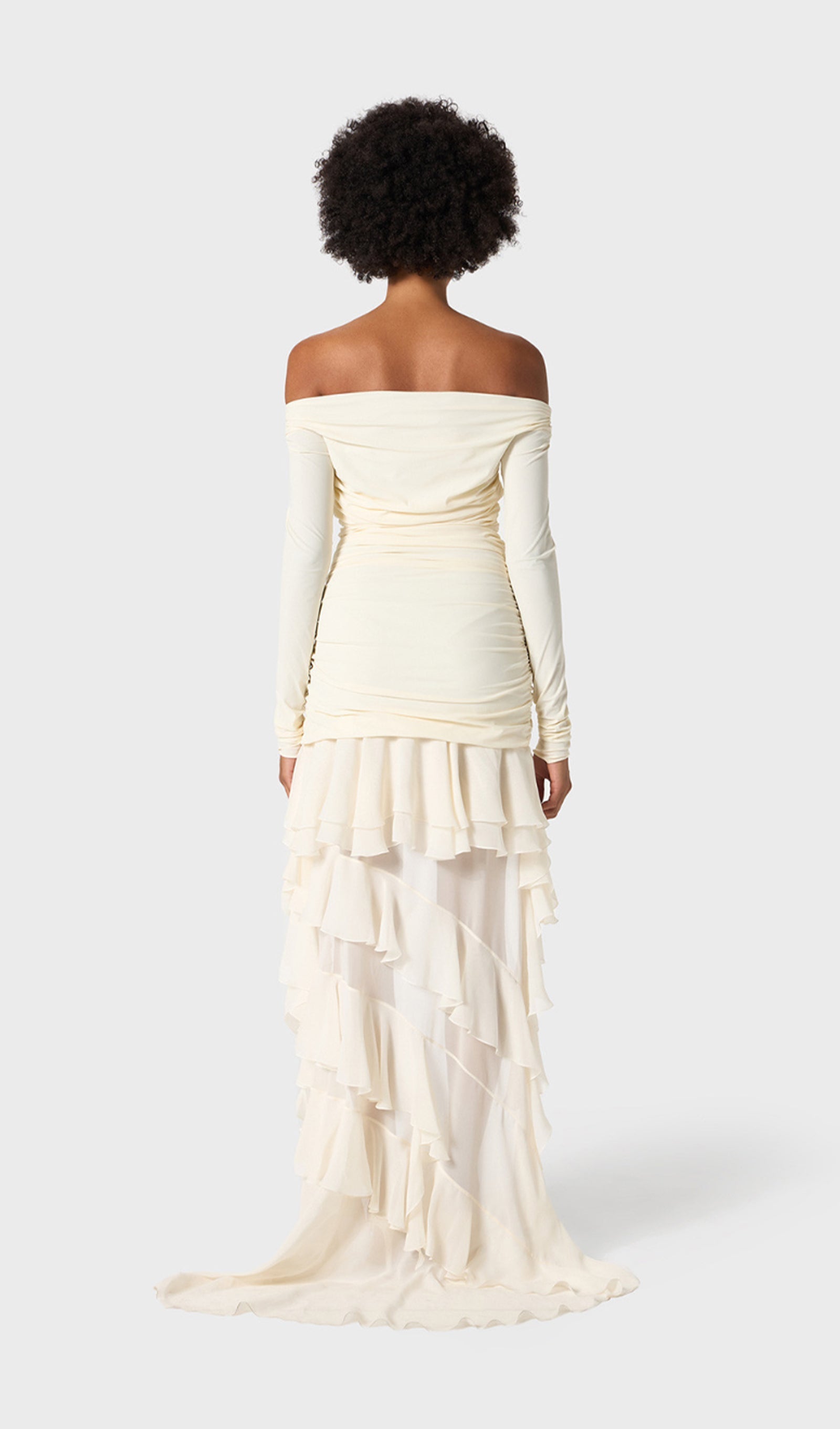 Jersey With Chiffon Train Mini Dress