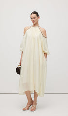 Embroidered Off Shoulder Midi Dress