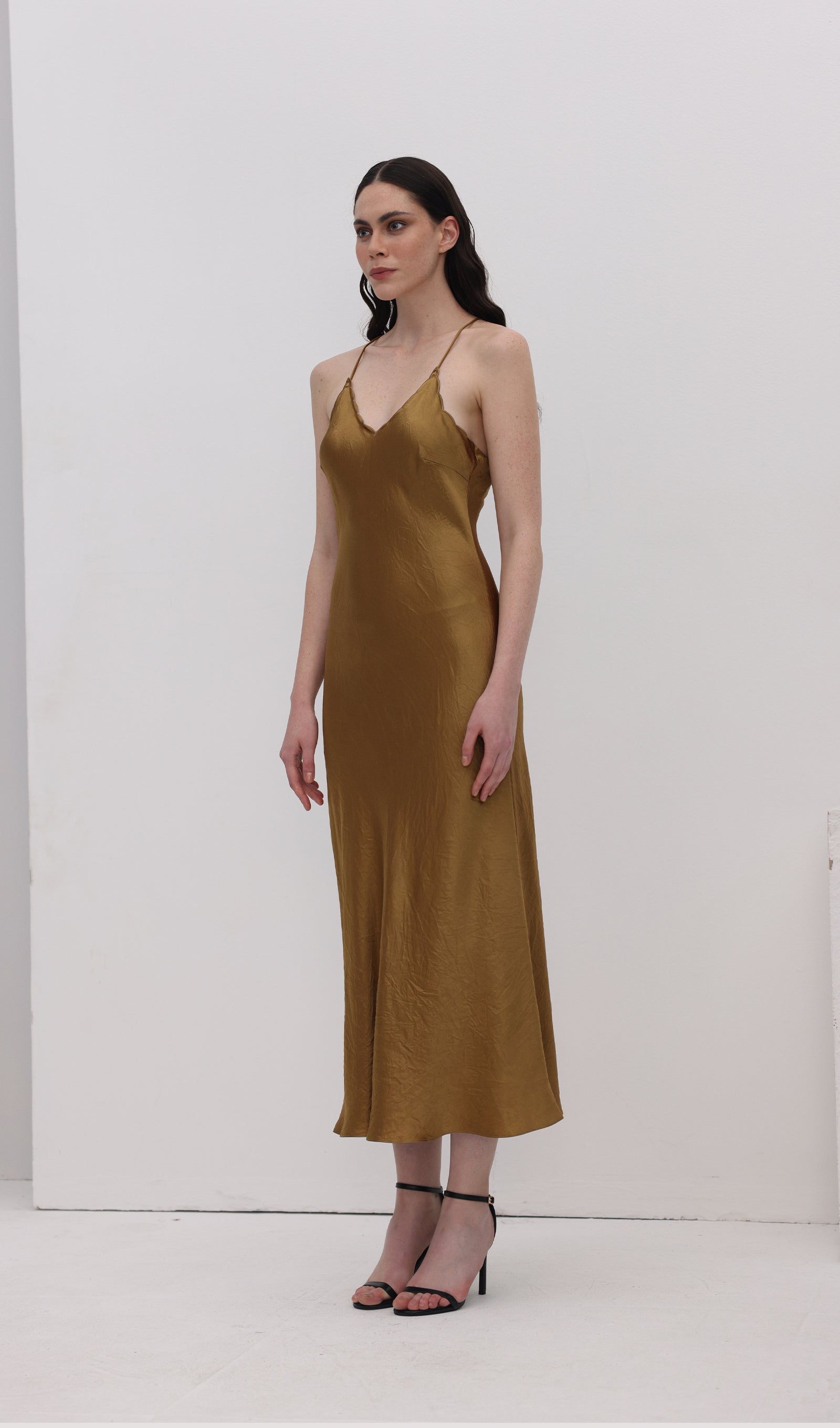 Acetate Sling Midi Dress