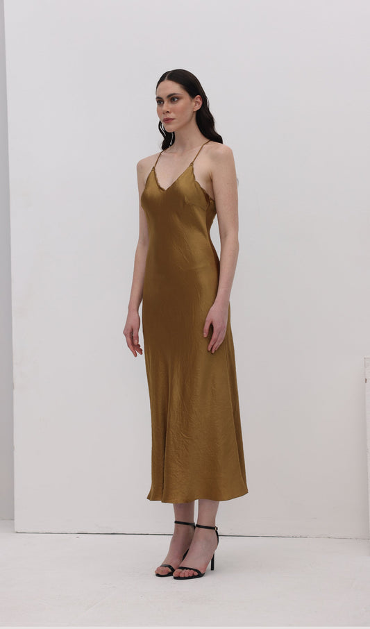 Acetate Sling Midi Dress