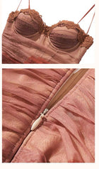 Slim Mesh  Print Midi Dress