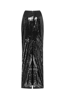Black Sequin Spaghetti Strap Corset Top and Skirt Two-Piece Set