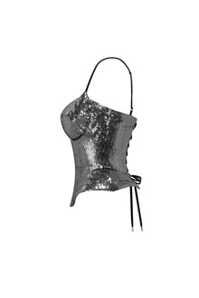 Sequin Spaghetti Strap Corset Top and Skirt Two-Piece Set