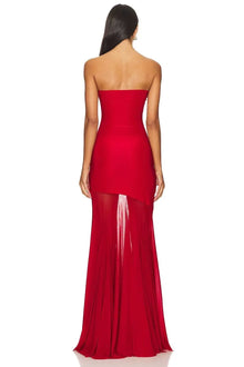 Strapless Bodycon Mesh Paneling Maxi Dres – Elegant Party & Evening Wear
