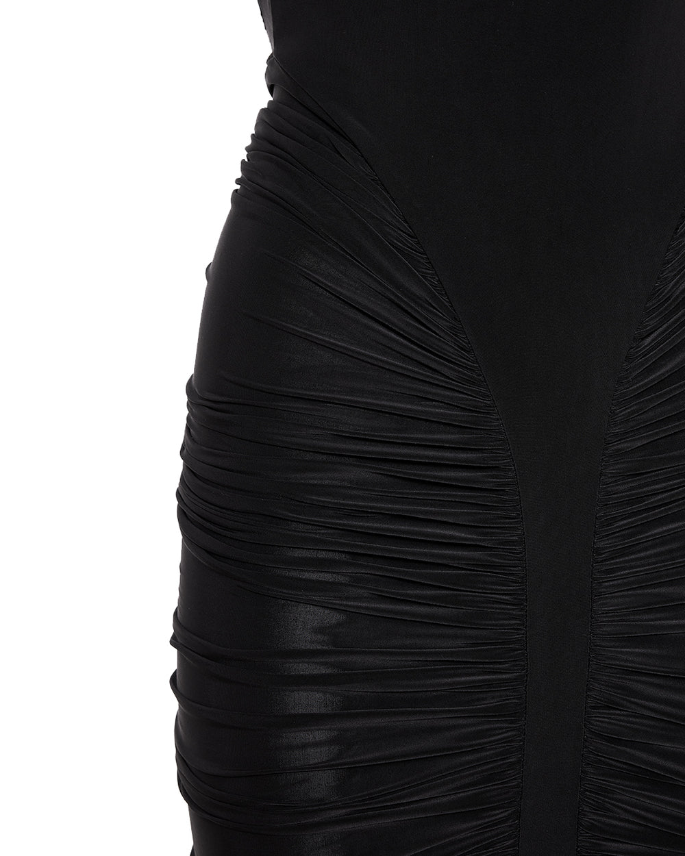 High-Neck Sleeveless Backless Ruched Black Maxi Dress