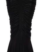 High-Neck Sleeveless Backless Ruched Black Maxi Dress