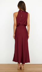 Asymmetric Satin Midi Dress
