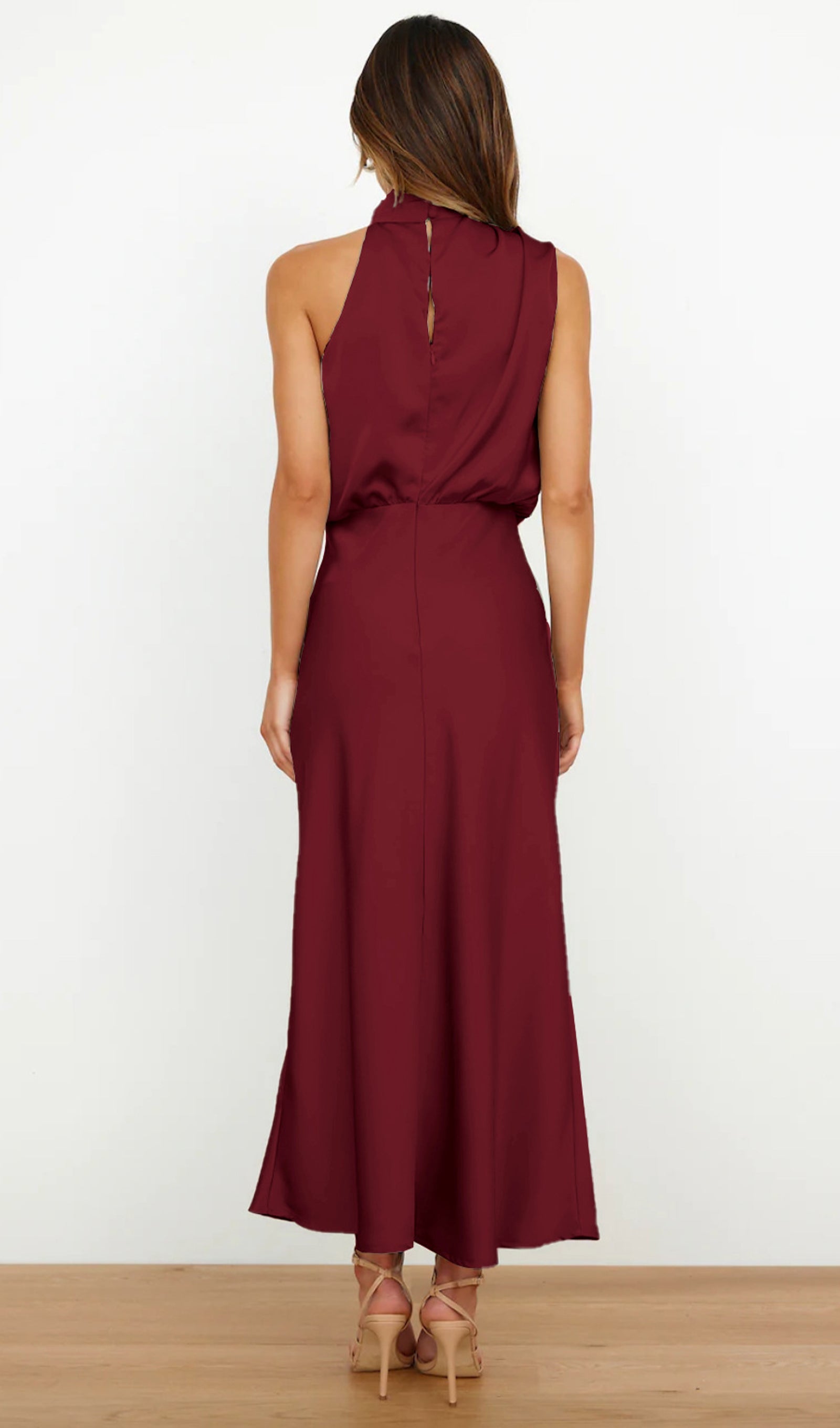 Asymmetric Satin Midi Dress