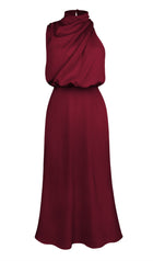 Asymmetric Satin Midi Dress