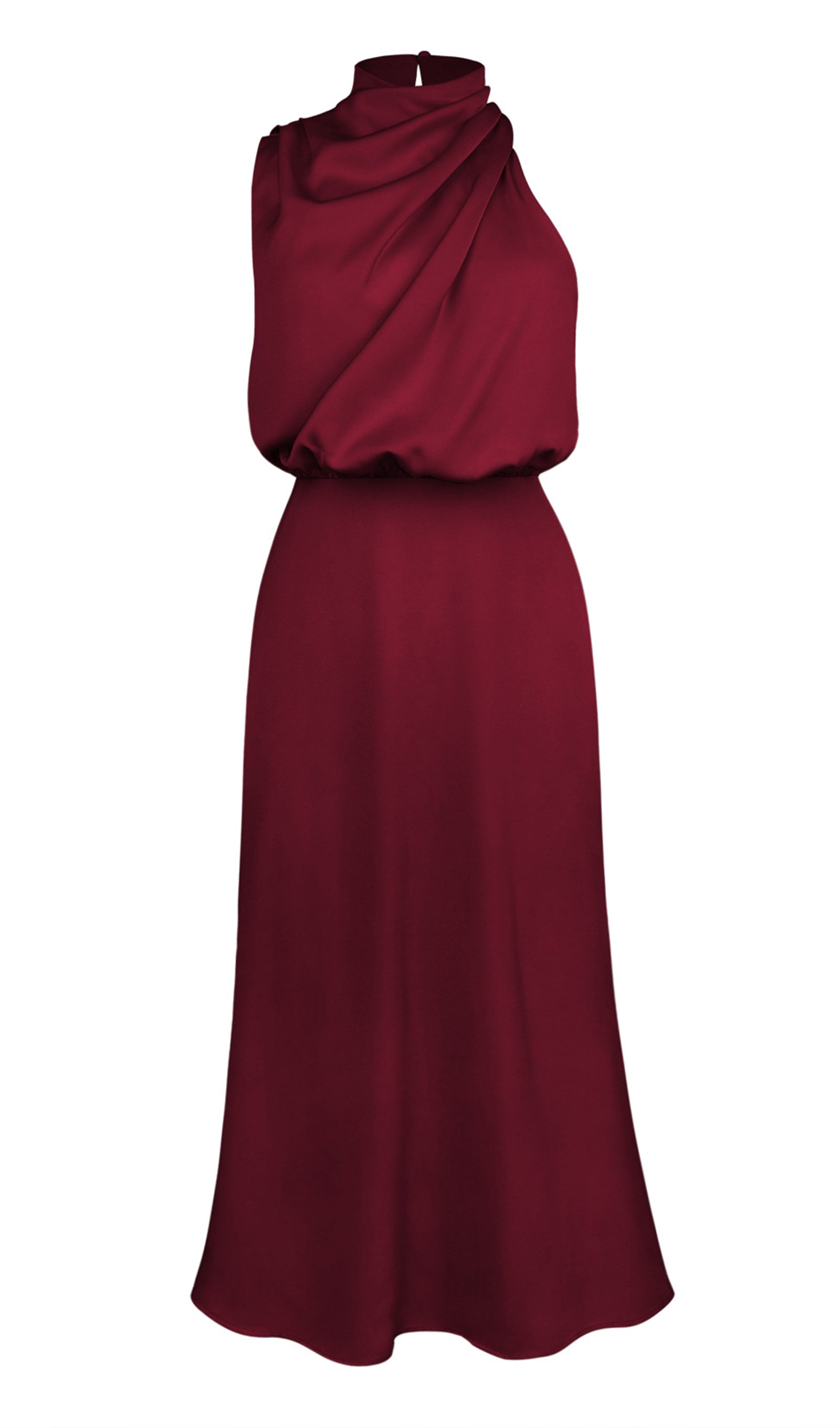 Asymmetric Satin Midi Dress