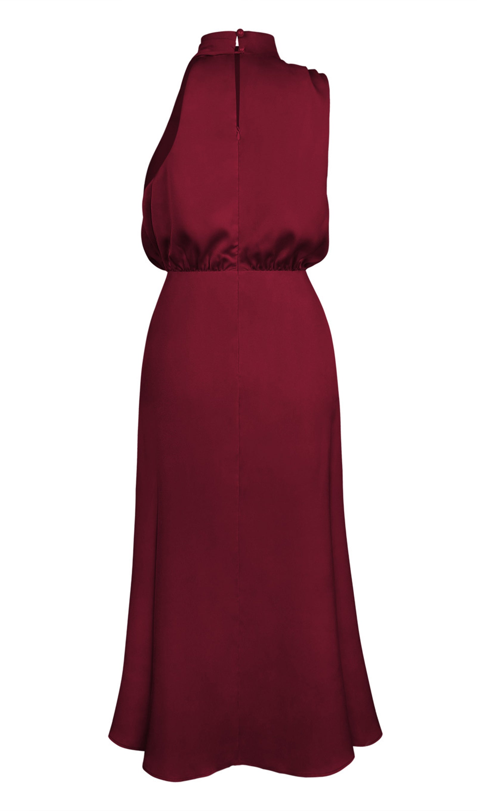 Asymmetric Satin Midi Dress