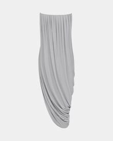 Strapless Draped Side-Slit Wrap Grey Dress