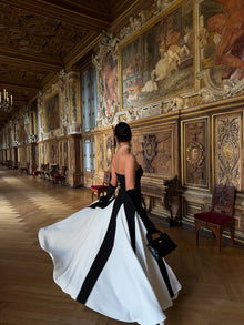 Black and White Pleated Chiffon Maxi Dress