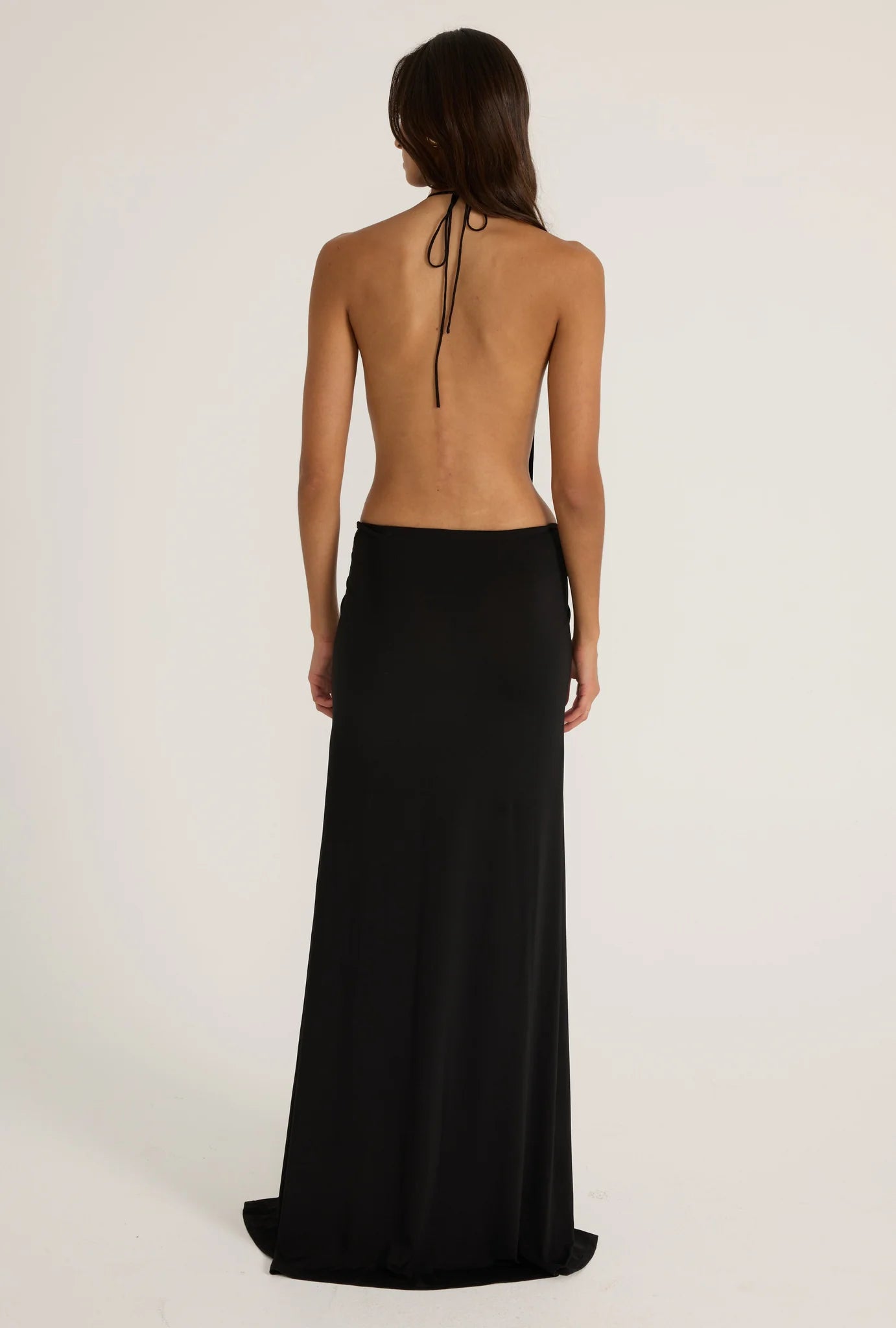 Crew-Neck Halter-Tie Backless Resort Dress