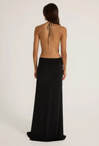 Crew-Neck Halter-Tie Backless Resort Dress