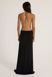 Crew-Neck Halter-Tie Backless Resort Dress