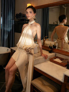 Halter Neck Open-Back Mini Dress