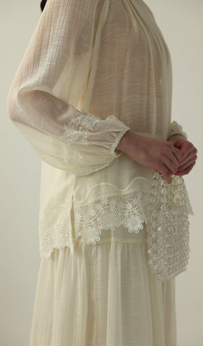 Long Sleeved Lace Panel Top