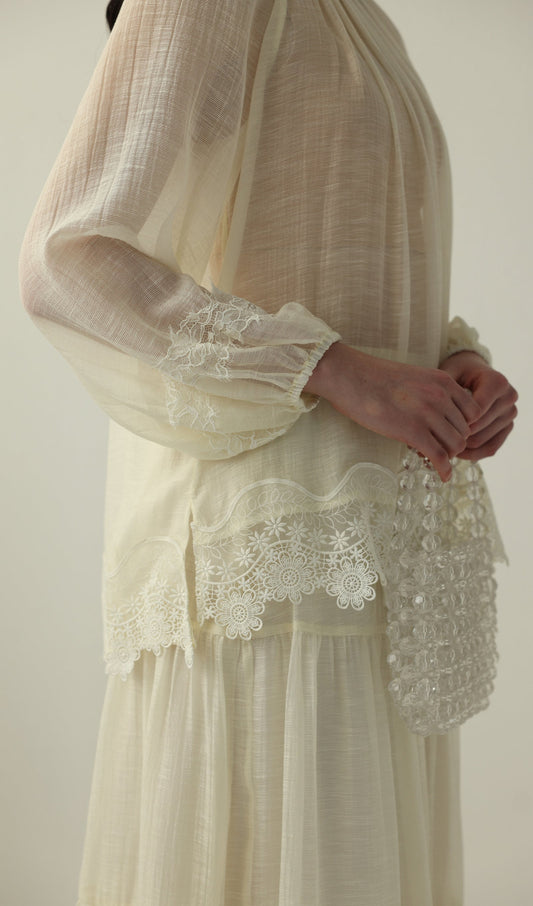 Long Sleeved Lace Panel Top