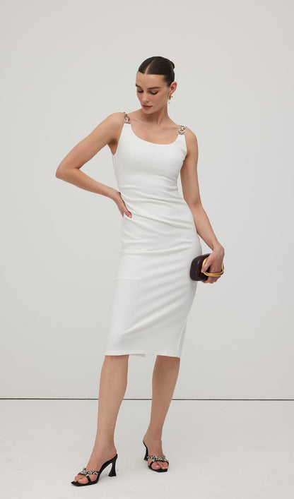 Solid Metallic Midi Dress