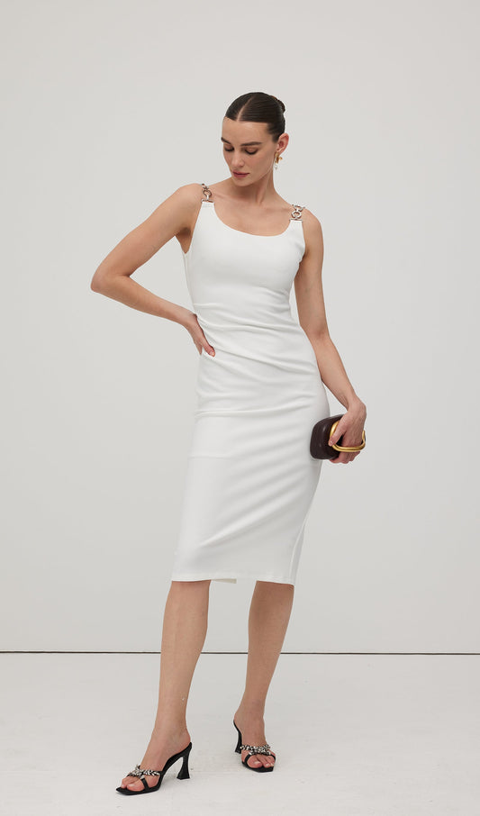 Solid Metallic Midi Dress