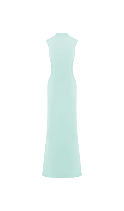 Slinky And Mesh Maxi Dress