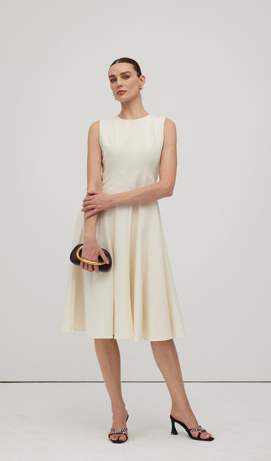 A Line Sleeveless Midi Dress