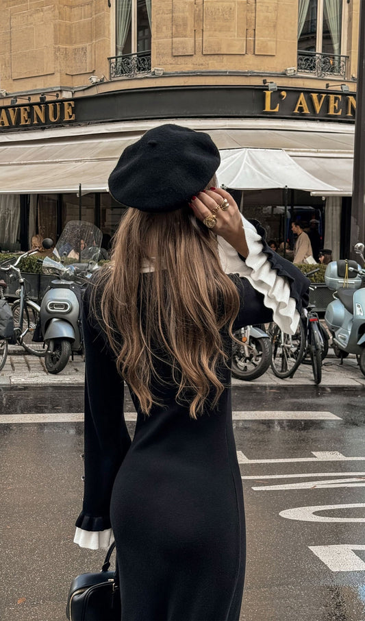 Knitted Contrasting Cuffs Maxi Dress