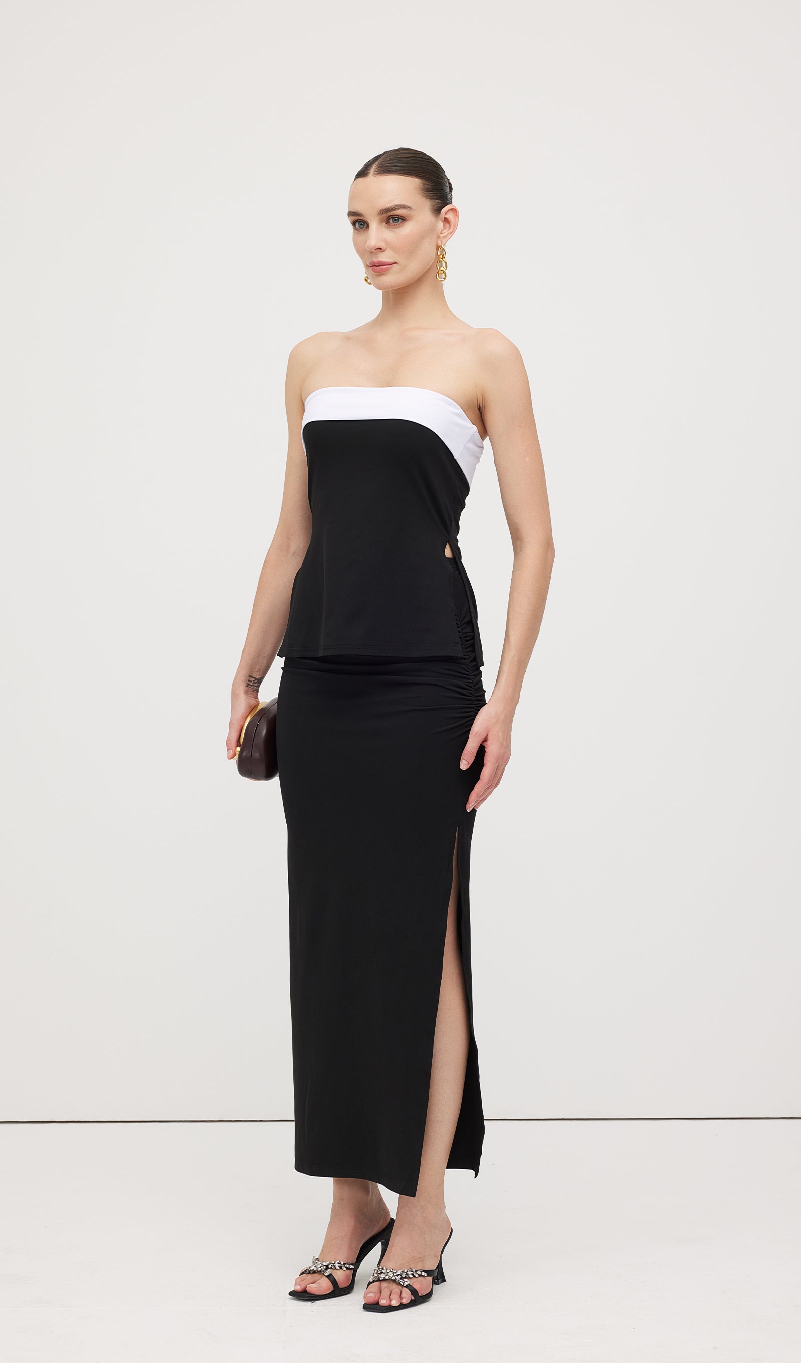 Solid Split Maxi Skirt
