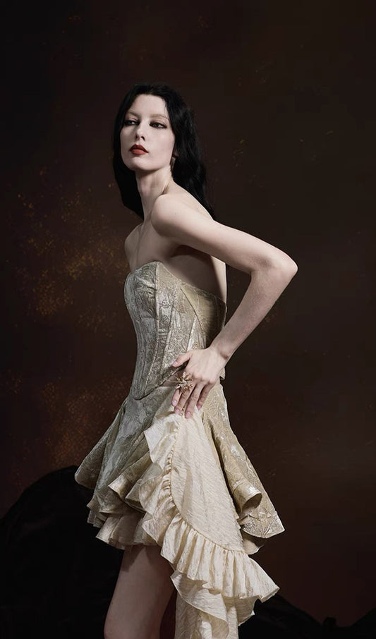 Embroidered Velvet Fishbone Train Skirt Sets
